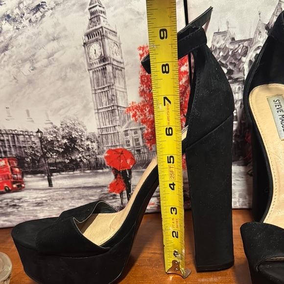 Steve Madden Gonzo Sz 10M Black Stiletto Heels with Ankle Strap 5-1/4” heel - Picture 7 of 11